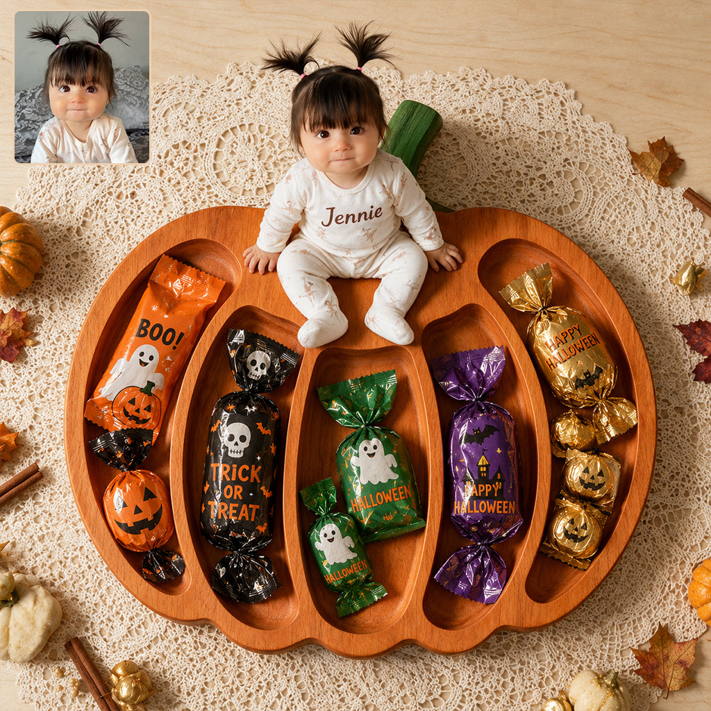 Kleiner Kürbis - Personalisierbares Kinder Holztablett