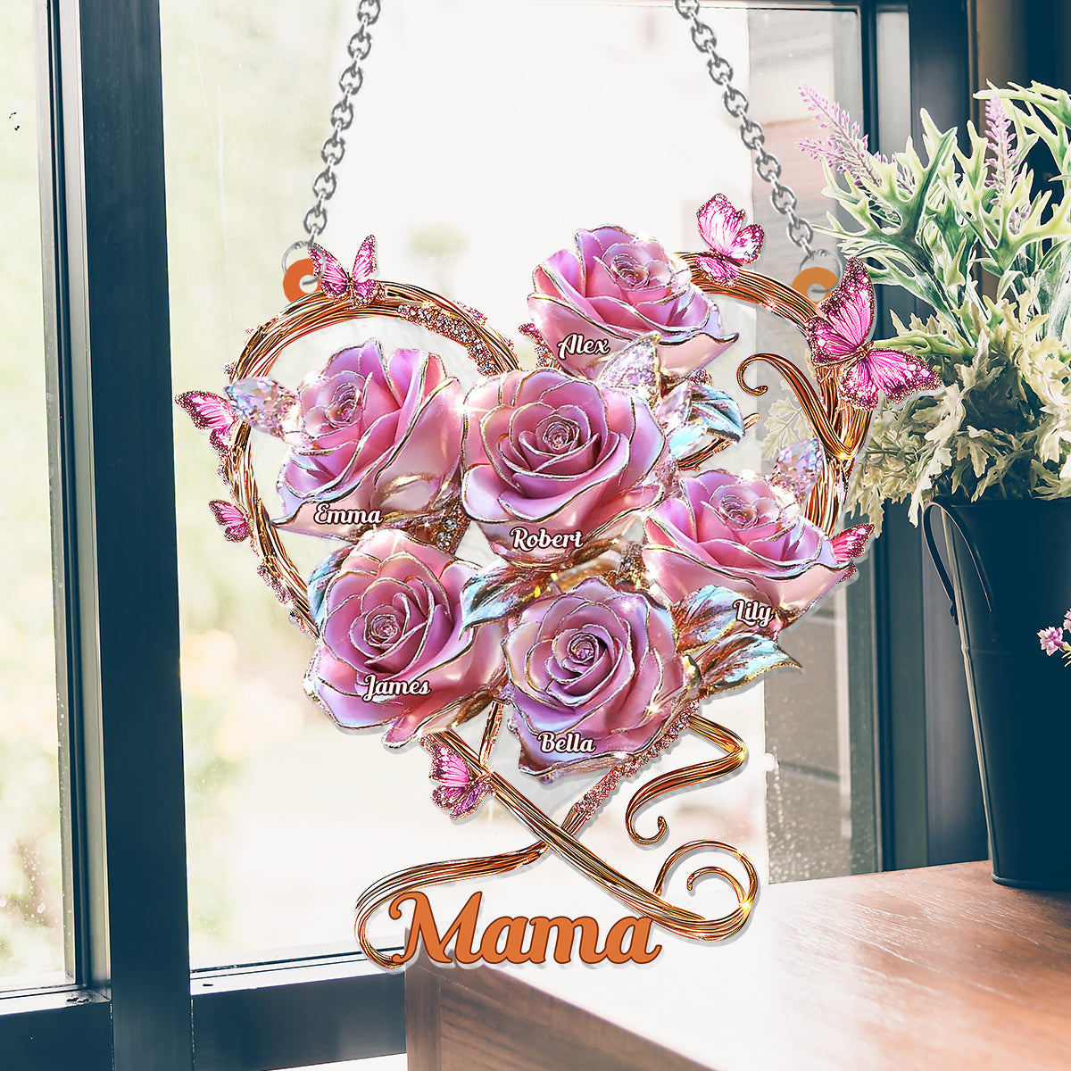 My Garden Gift For Mom, Grandma - Personalized Mother Window Hanging Suncatcher Ornament