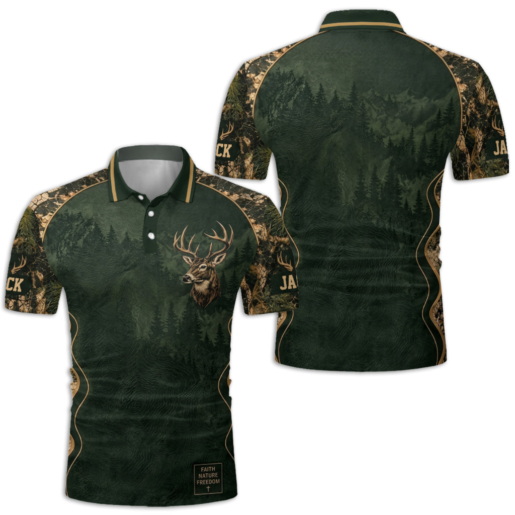 Faith Nature Freedom - Personalized Hunting Polo Shirt