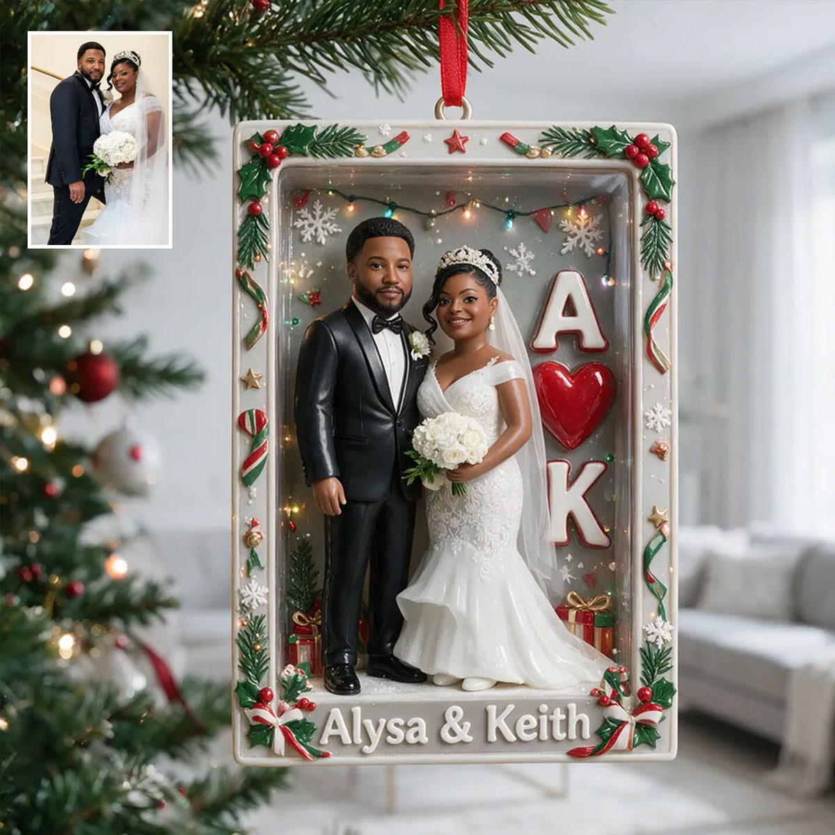 Ornement de Noël Personnalisé pour Couple à Partir de n'importe quelle Photo - Ornement en Acrylique Personnalisé