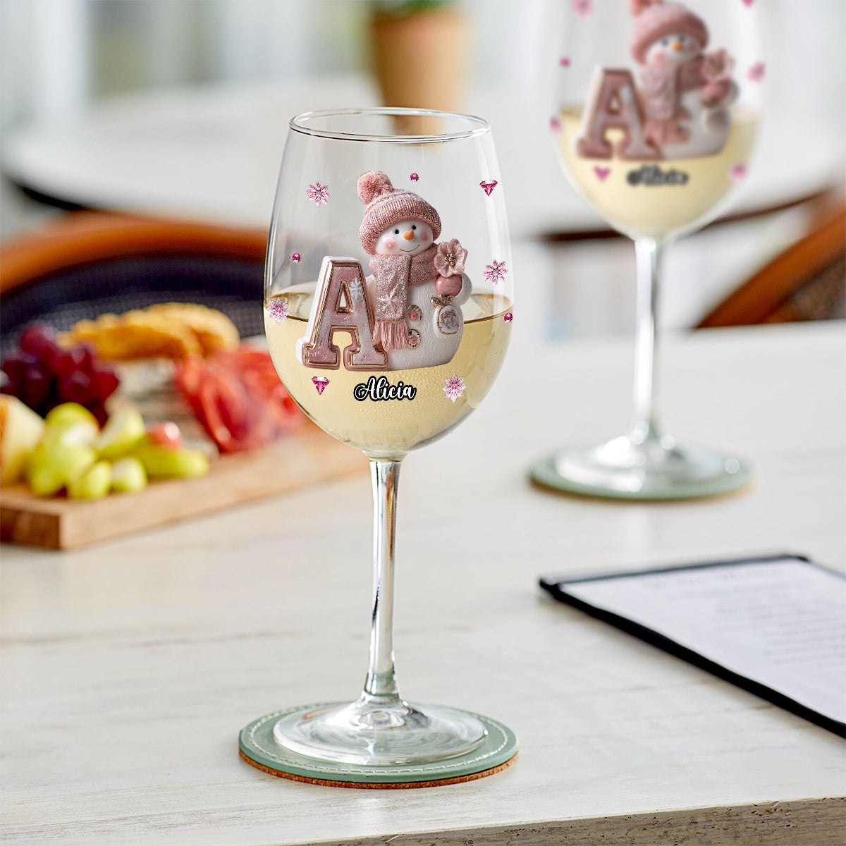 Frohe Weihnachten – Personalisiertes Familienweinglas mit langem Stiel
