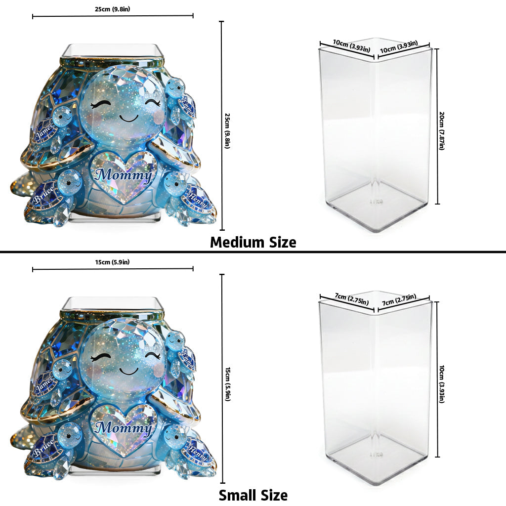 Cute Sparkling Turtle Mom - Personalized Turtle Acrylic Pot