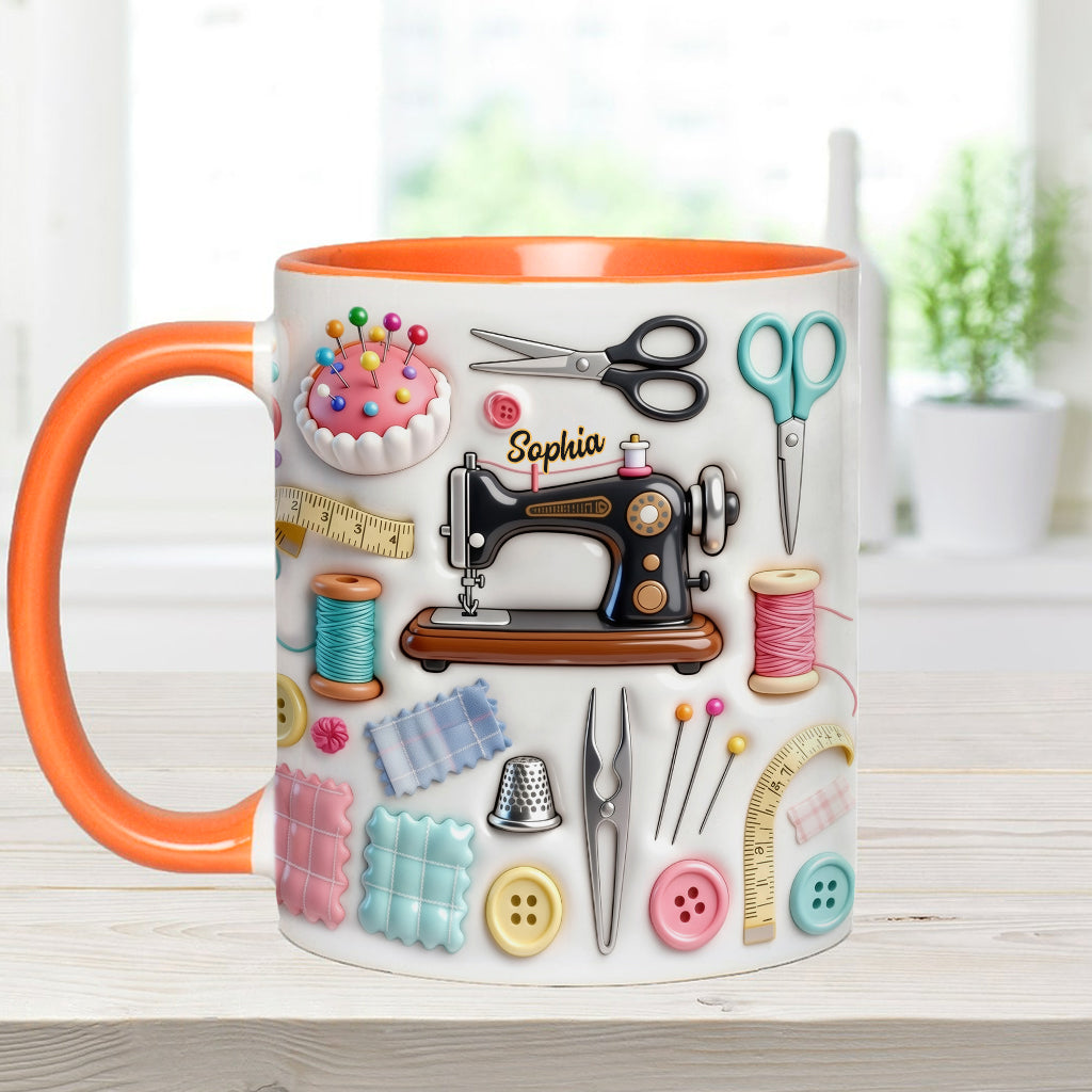 J'adore coudre - Mug et sous-verre personnalisés sur le thème de la couture