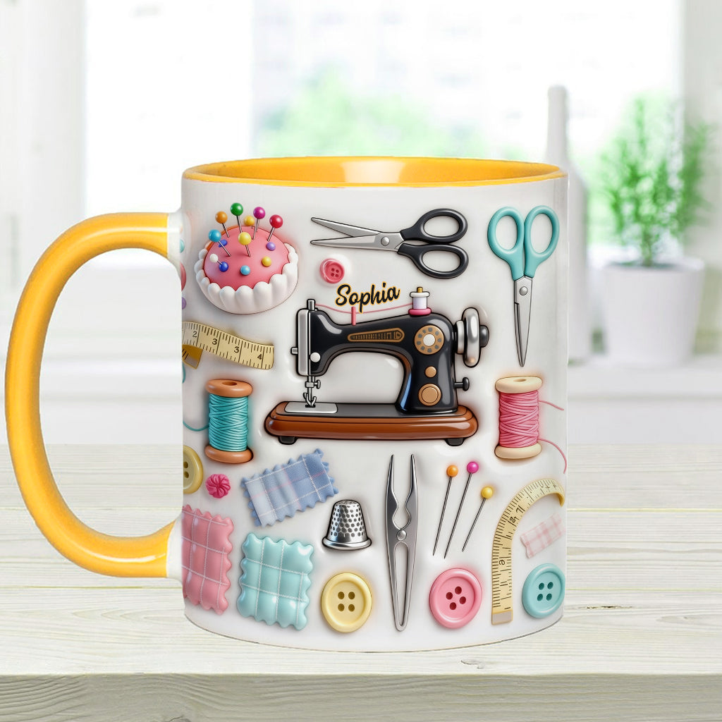 J'adore coudre - Mug et sous-verre personnalisés sur le thème de la couture