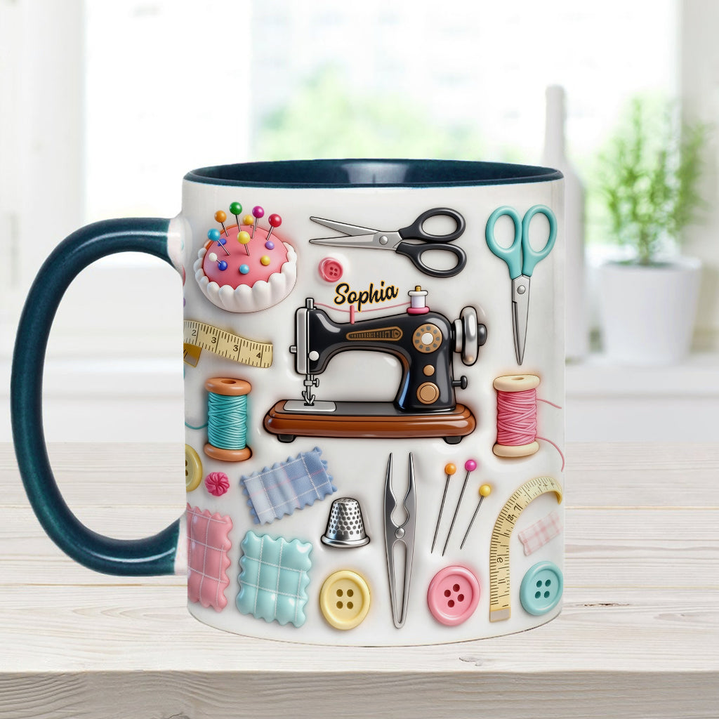 J'adore coudre - Mug et sous-verre personnalisés sur le thème de la couture