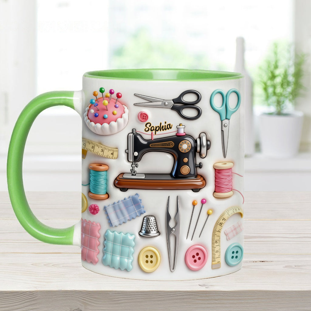 J'adore coudre - Mug et sous-verre personnalisés sur le thème de la couture