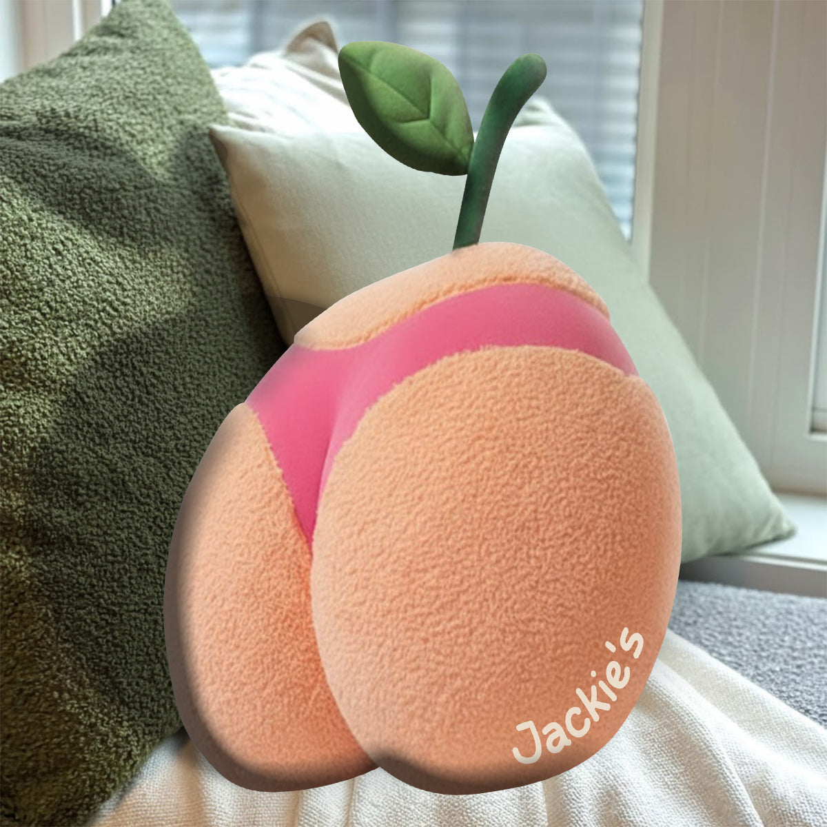 Peach booty - Personalized Couple Faux Fur Shaped Pillow