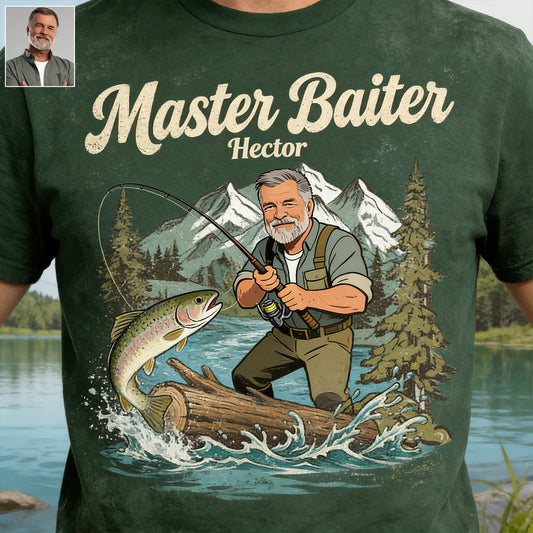 T-shirt de pêche personnalisé pour Papa/ Mari/ Fils... - T-shirt de pêche lavé personnalisé