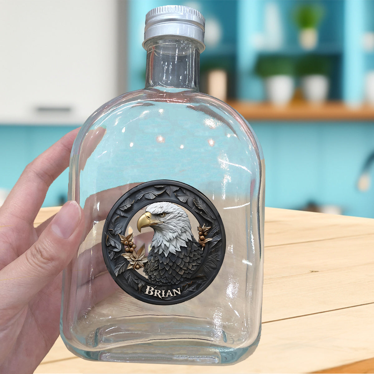 Strong Eagle - Bouteille et verre à whisky personnalisés avec aigle à tête blanche