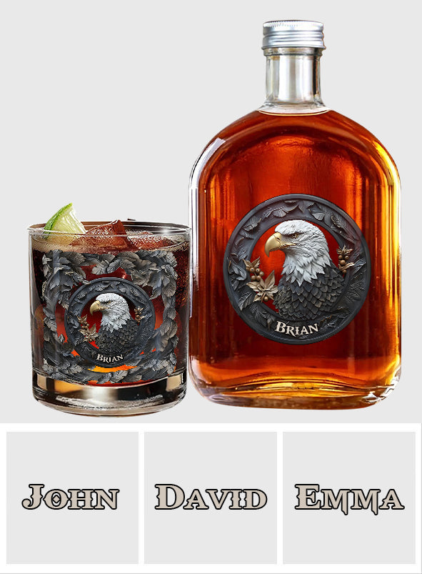 Strong Eagle - Bouteille et verre à whisky personnalisés avec aigle à tête blanche