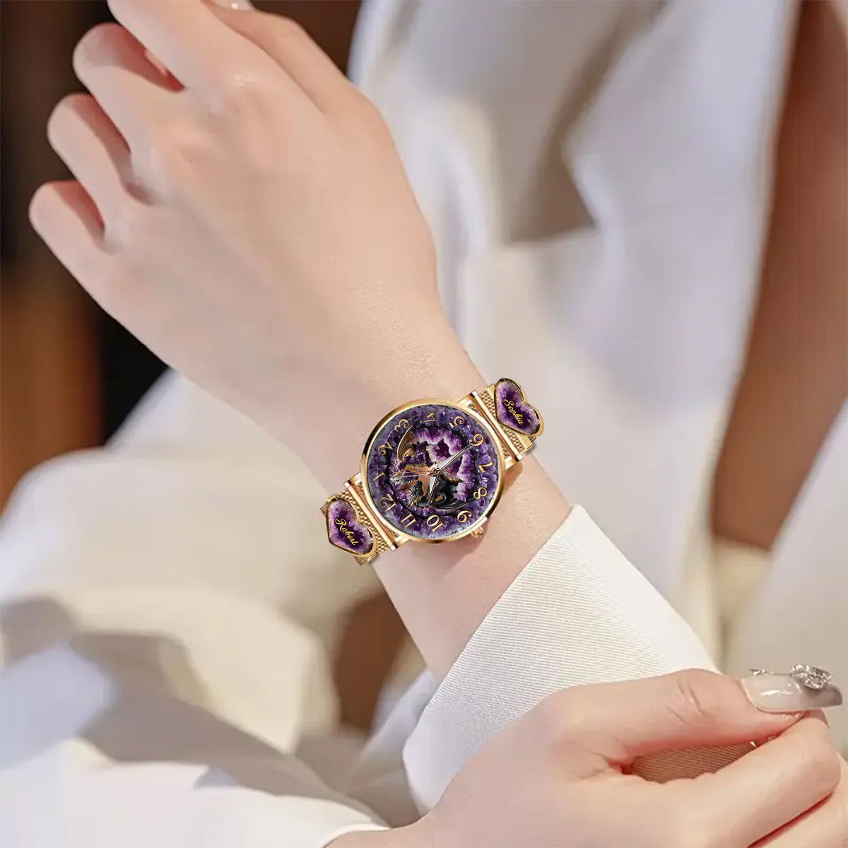 Du und ich, wir schaffen das – Personalisierte Drachen-Damenhanduhr mit Armbandanhängern