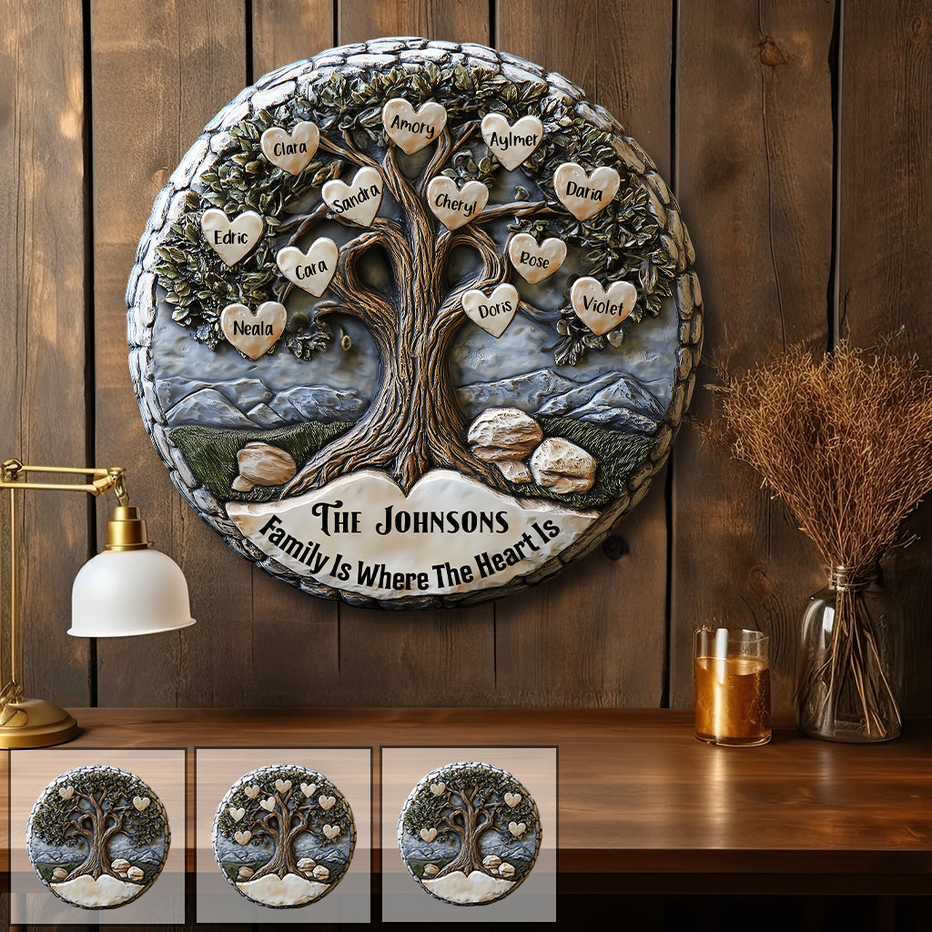 Merry Christmas - Personalized Family Round Metal Sign