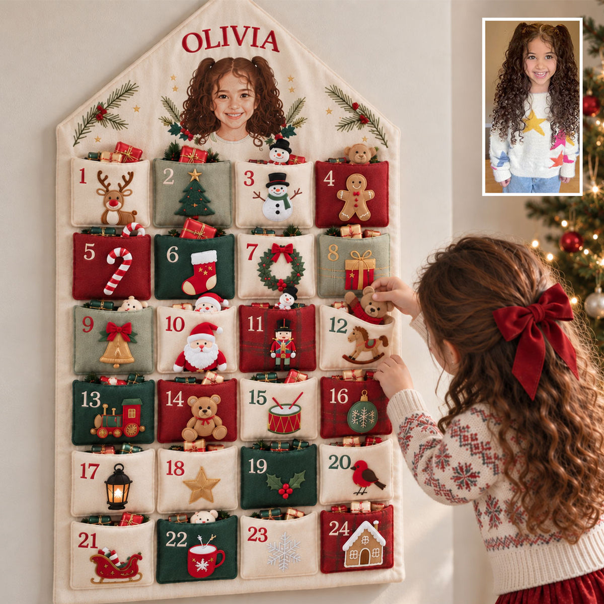 24 Days Of Christmas Joy - Personalized Kid Fabric Advent Calendar