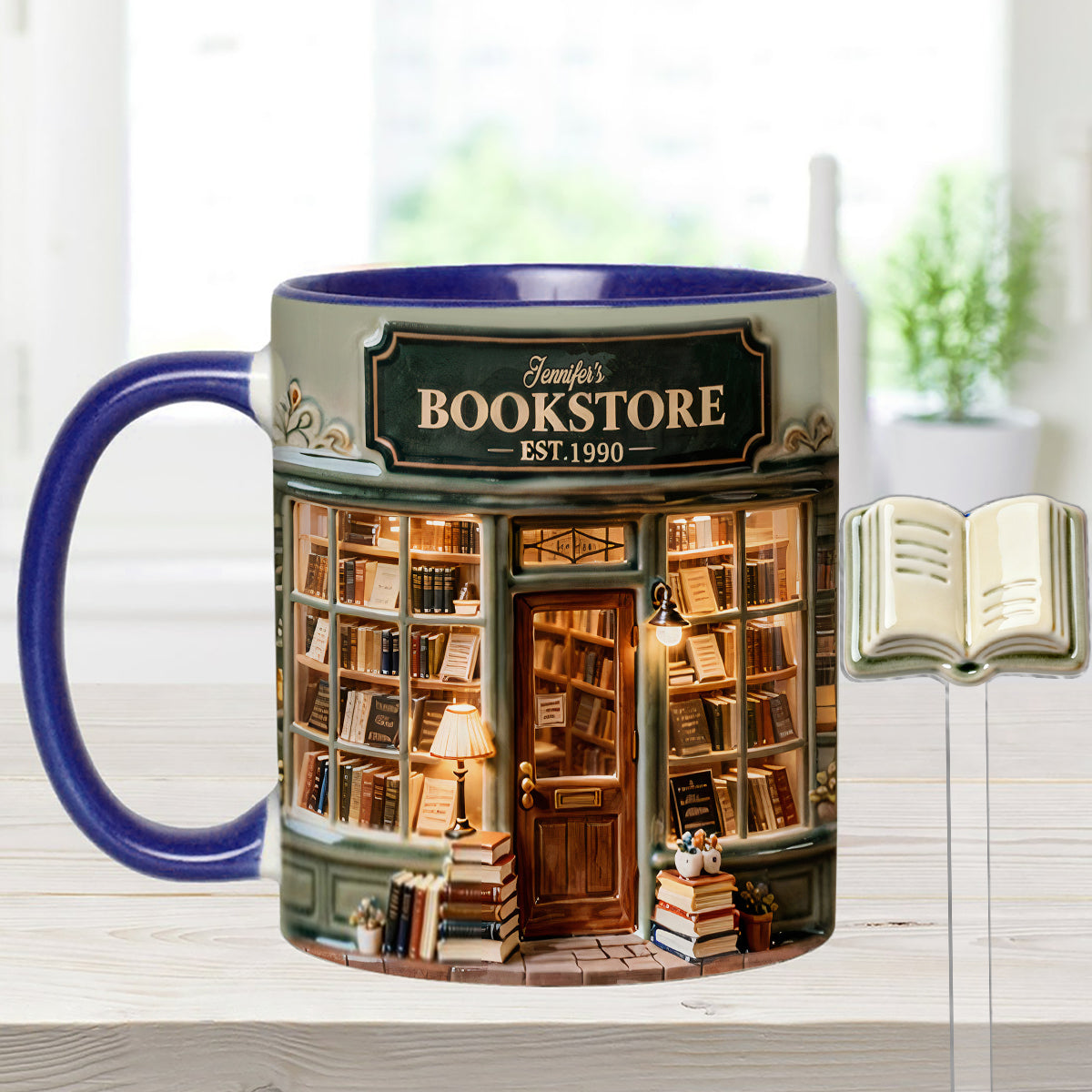 Love Books - Personalized Book Set Accent Mug with Acrylic Stirrers
