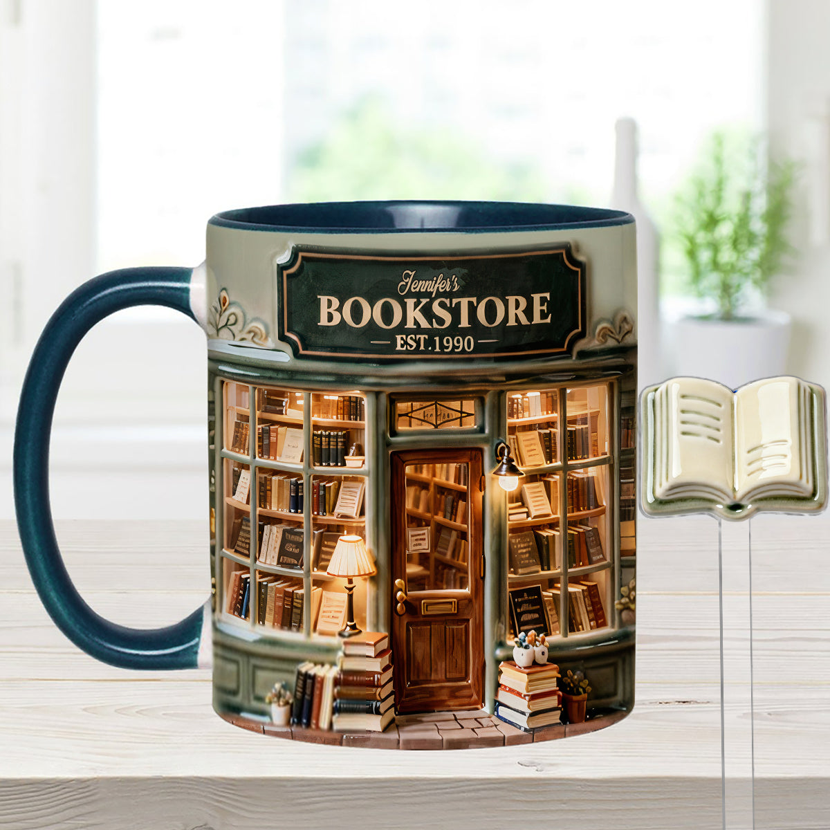 Love Books - Personalized Book Set Accent Mug with Acrylic Stirrers