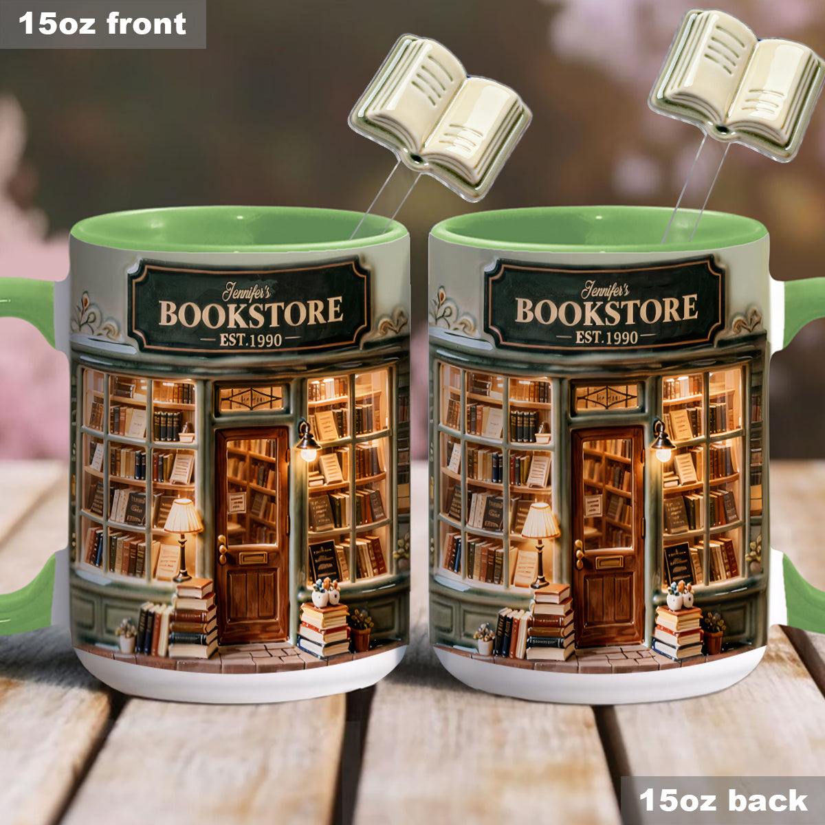 Love Books - Personalized Book Set Accent Mug with Acrylic Stirrers