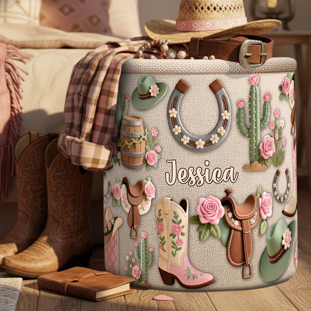 Perfect Storage Basket For Cowgirl - Personalized Cowgirl Storage Basket