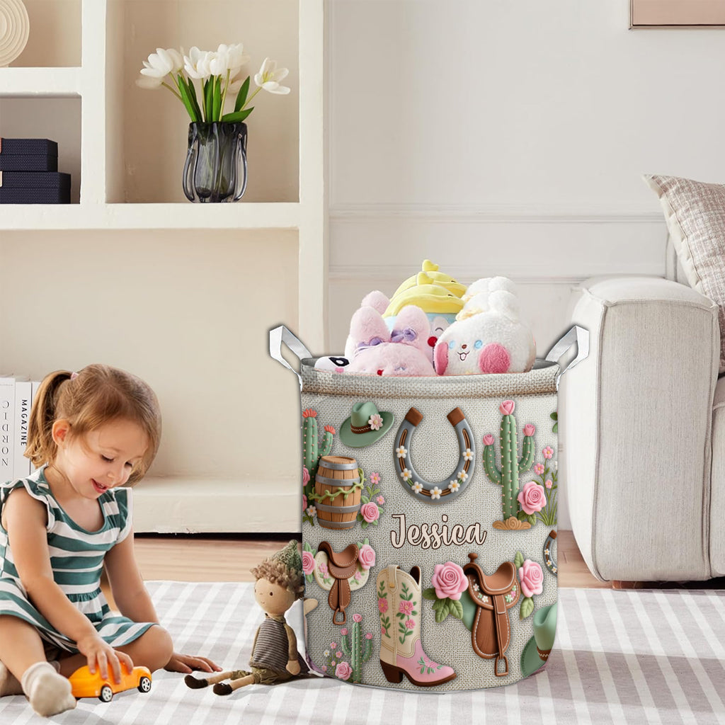 Perfect Storage Basket For Cowgirl - Personalized Cowgirl Storage Basket