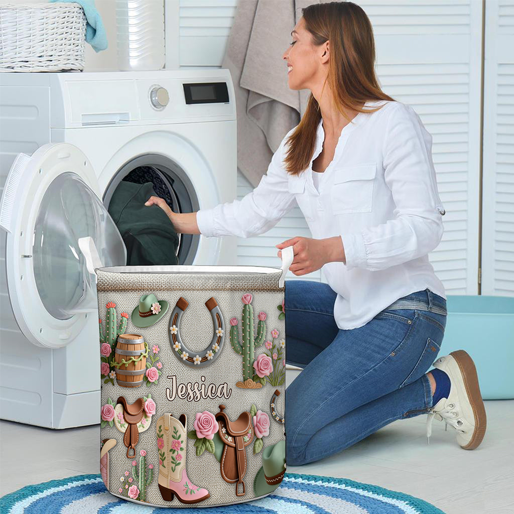 Perfect Storage Basket For Cowgirl - Personalized Cowgirl Storage Basket