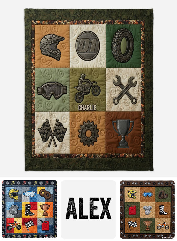 Motocross Racer - Personalized Dirt Bike Blanket