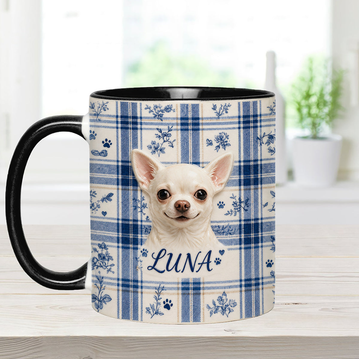 Photo de tout animal de compagnie personnalisée - Ensemble de mugs accent avec cuillères en acrylique