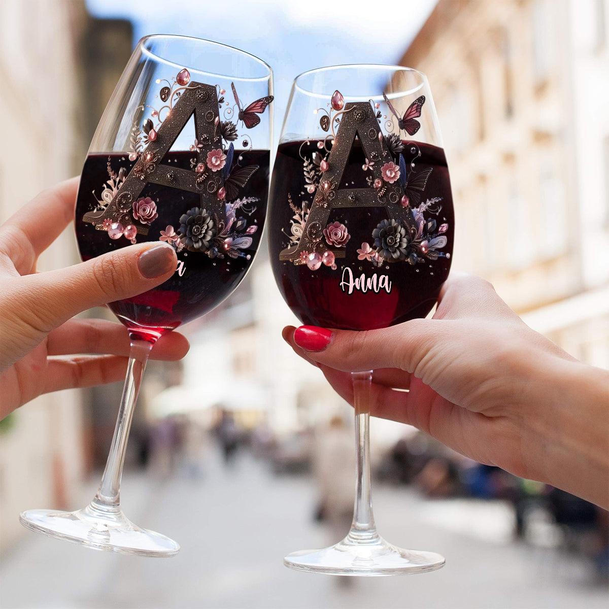 Individuelle Gestaltungsidee für Weinliebhaber – Personalisiertes Weinglas mit langem Stiel