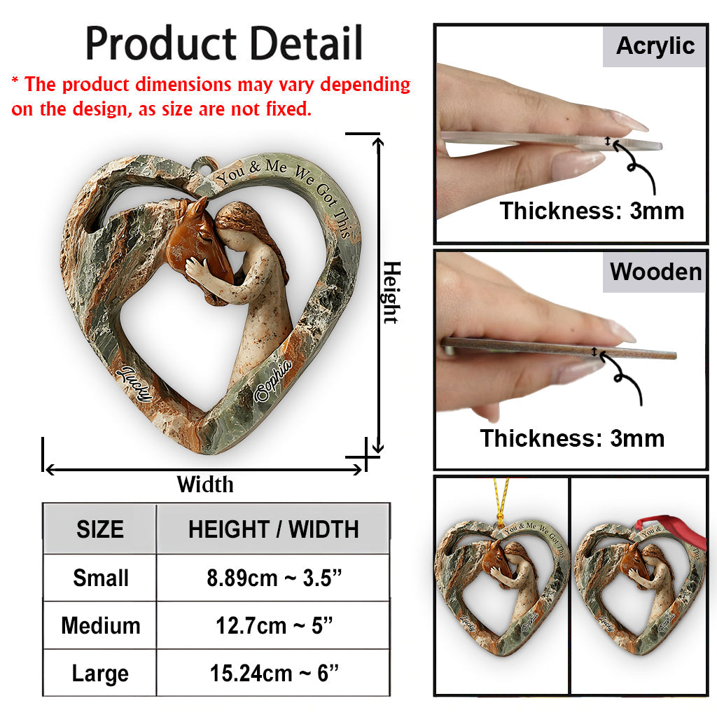 Heart Shaped Girl & Horse - Personalized Horse Ornament