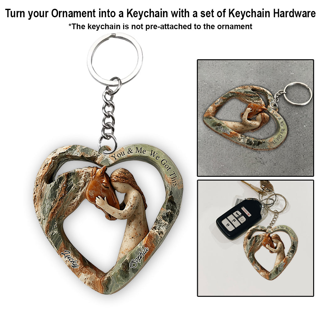 Heart Shaped Girl & Horse - Personalized Horse Ornament