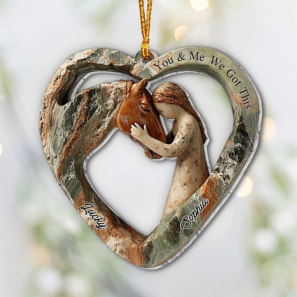 Heart Shaped Girl & Horse - Personalized Horse Ornament