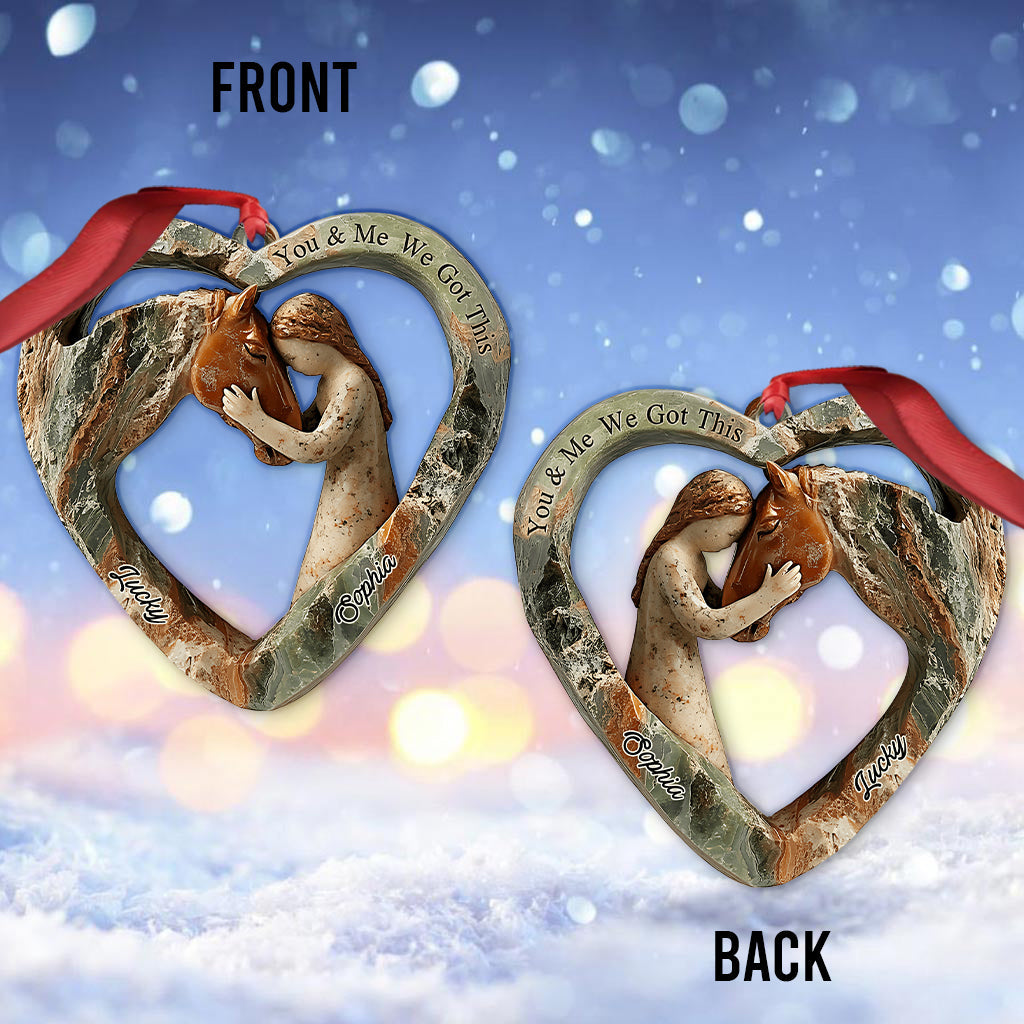 Heart Shaped Girl & Horse - Personalized Horse Ornament