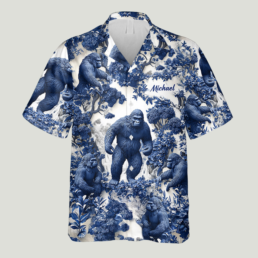 Ambiance estivale Bigfoot - Chemise hawaïenne de randonnée personnalisée