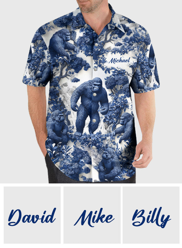 Ambiance estivale Bigfoot - Chemise hawaïenne de randonnée personnalisée