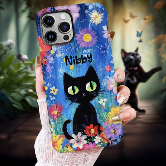 Cute Cat - Personalized Black Cat Full Print Phone Case