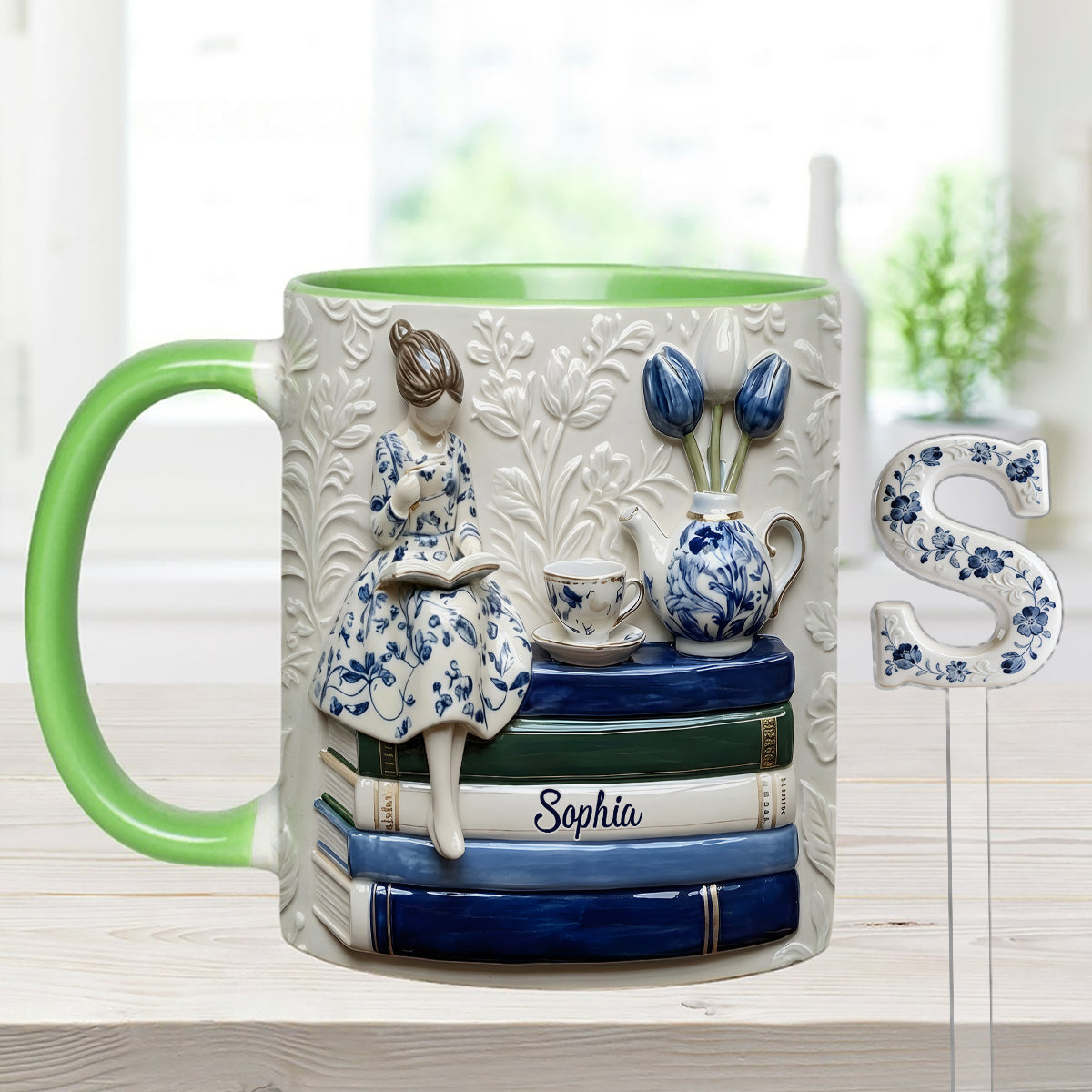 Book Lover - Personalized Book Set Accent Mug with Acrylic Stirres