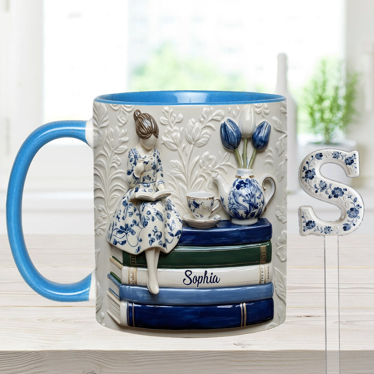 Book Lover - Personalized Book Set Accent Mug with Acrylic Stirres