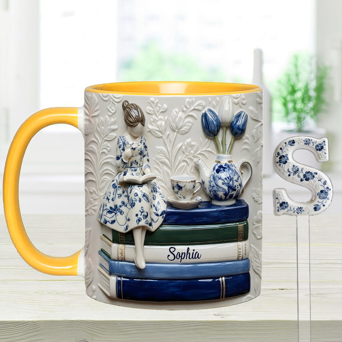 Book Lover - Personalized Book Set Accent Mug with Acrylic Stirres