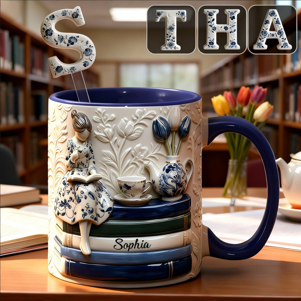 Book Lover - Personalized Book Set Accent Mug with Acrylic Stirres
