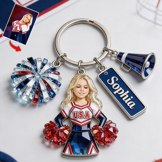 Custom Any Photo - Personalized Cheerleading Keychain With Charms