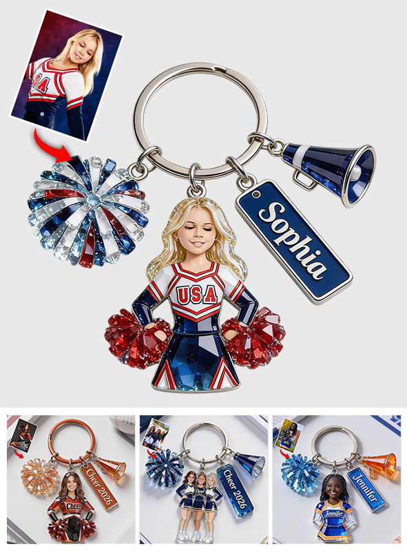 Custom Any Photo - Personalized Cheerleading Keychain With Charms