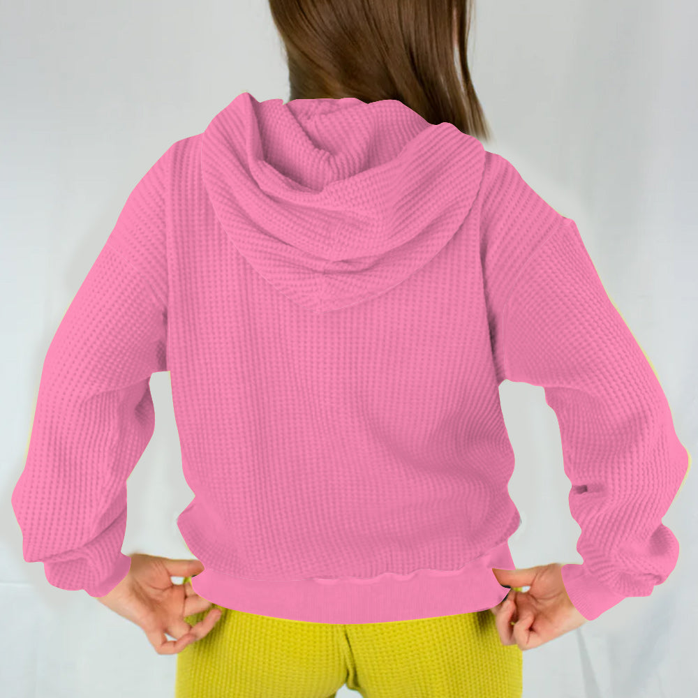 In October We Wear Pink Cute Ghost - Personalized Breast Cancer Awareness Waffle Hoodie