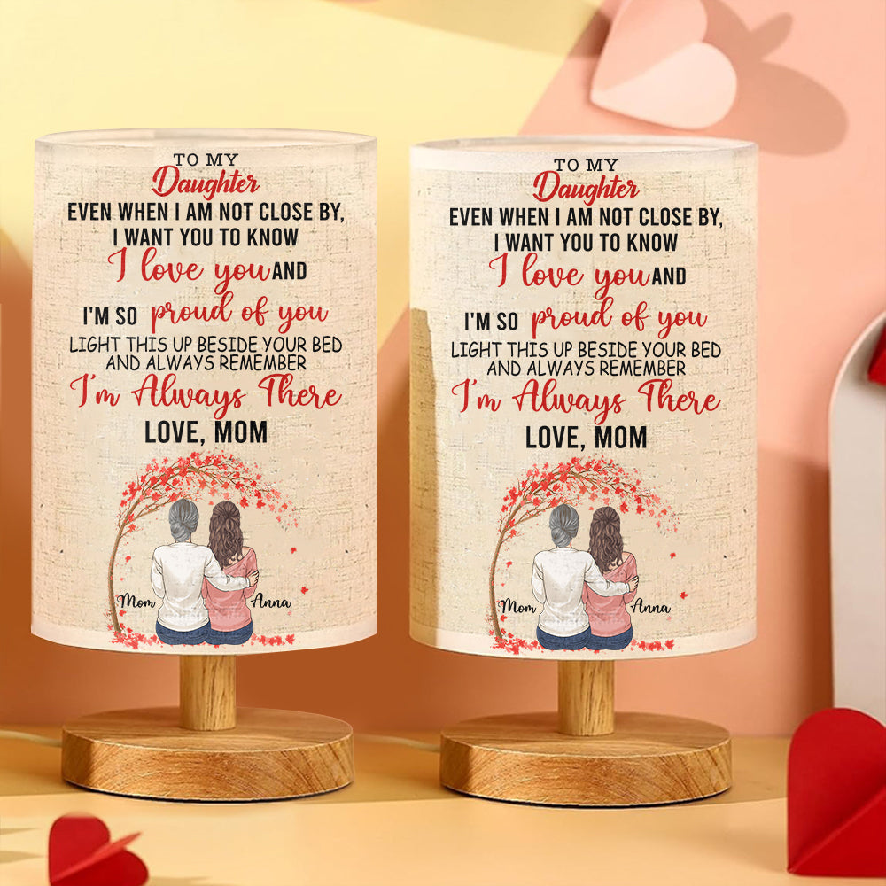 Light This Up When You Miss Me - Personalized Daughter Tableside Lamp With Wood Base