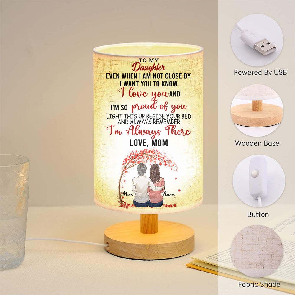 Light This Up When You Miss Me - Personalized Daughter Tableside Lamp With Wood Base