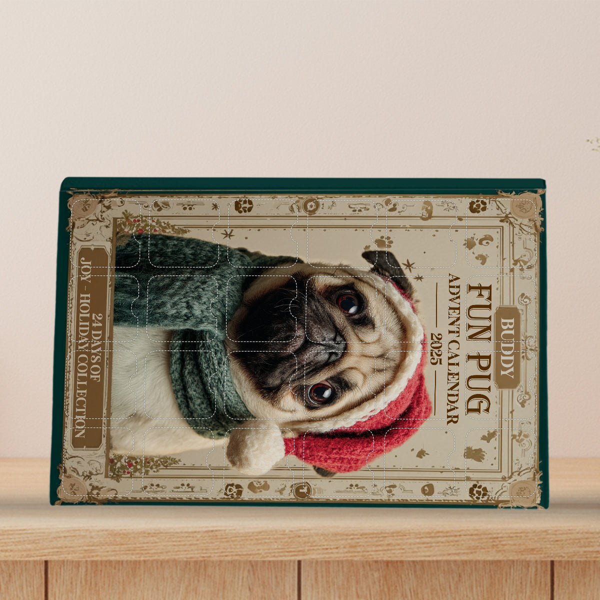 Christmas Fun Pug - Personalized Dog Advent Calendar With Ornaments