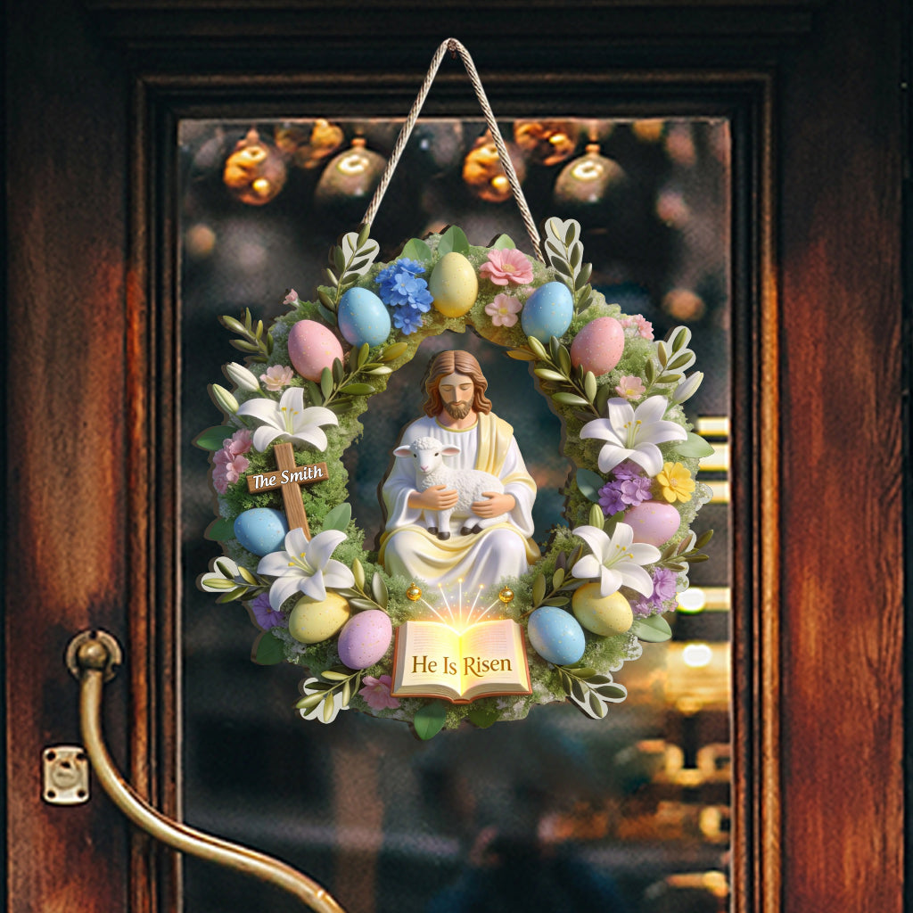 Er ist auferstanden – Personalisiertes christliches Holzschild in individueller Form