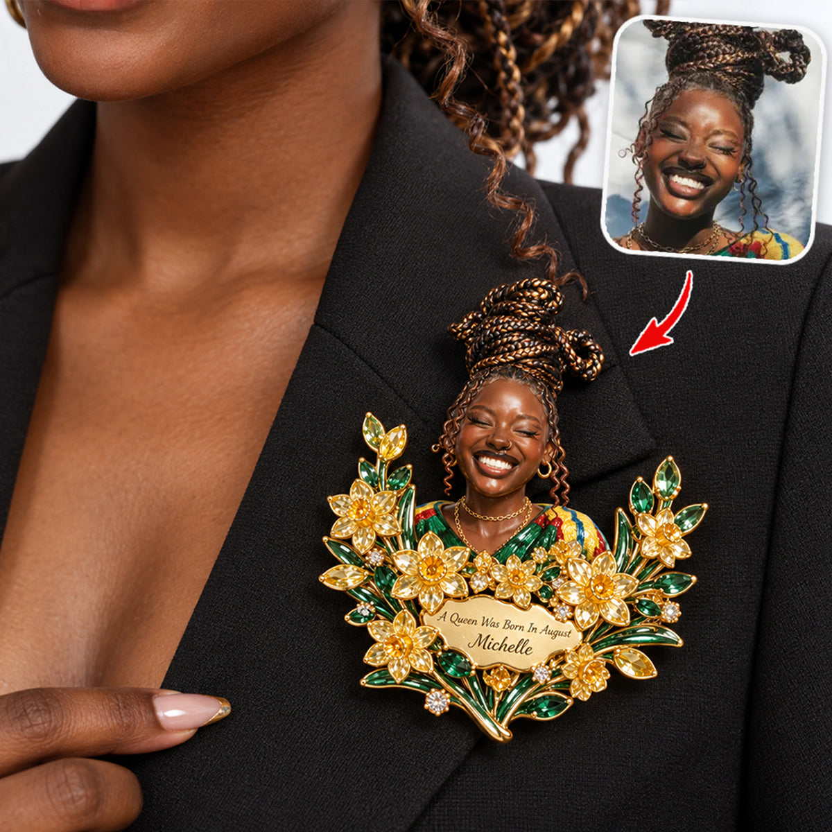 A Queen Was Born In This Month - Personalized Birthday 3D Embossed Enamel Pin