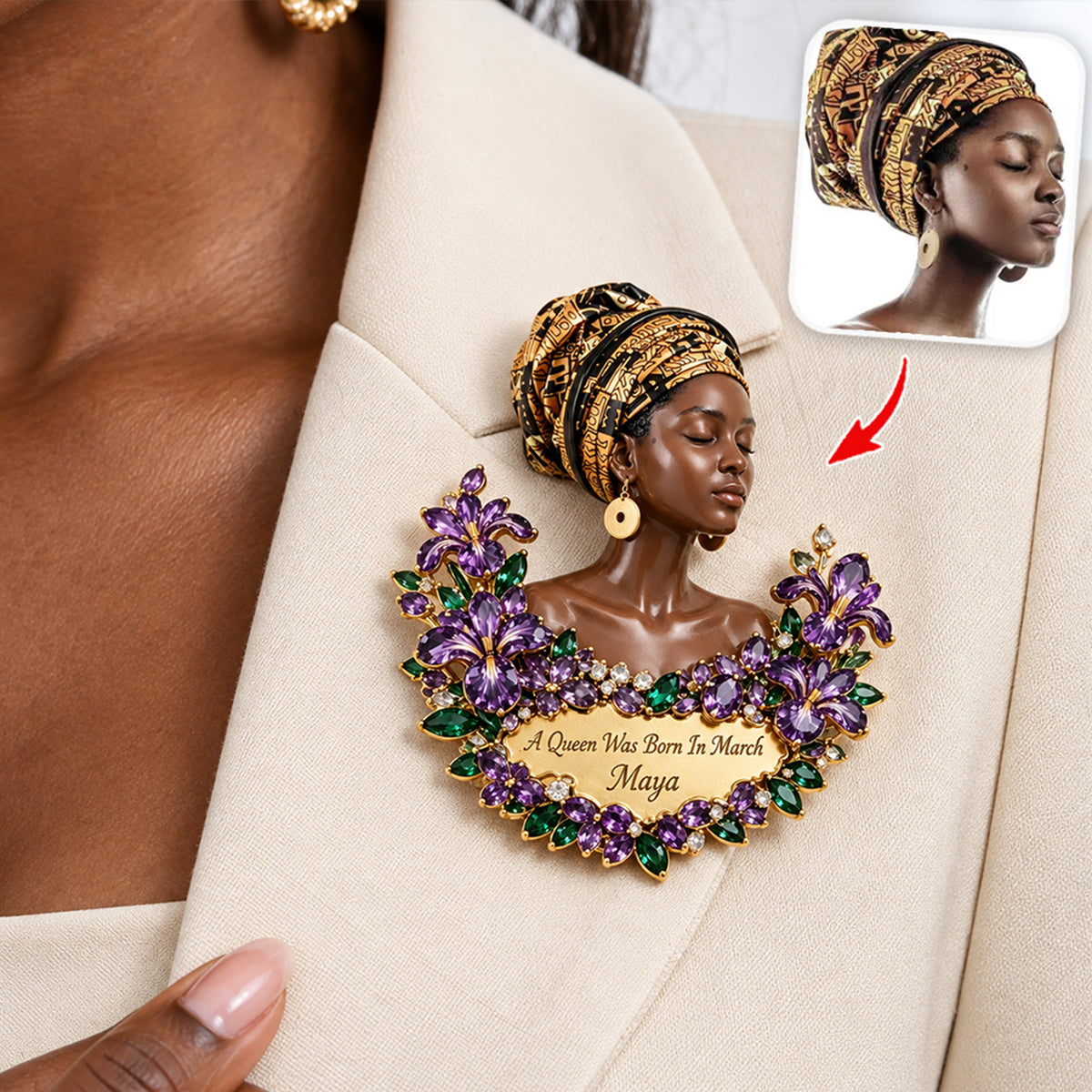 A Queen Was Born In This Month - Personalized Birthday 3D Embossed Enamel Pin