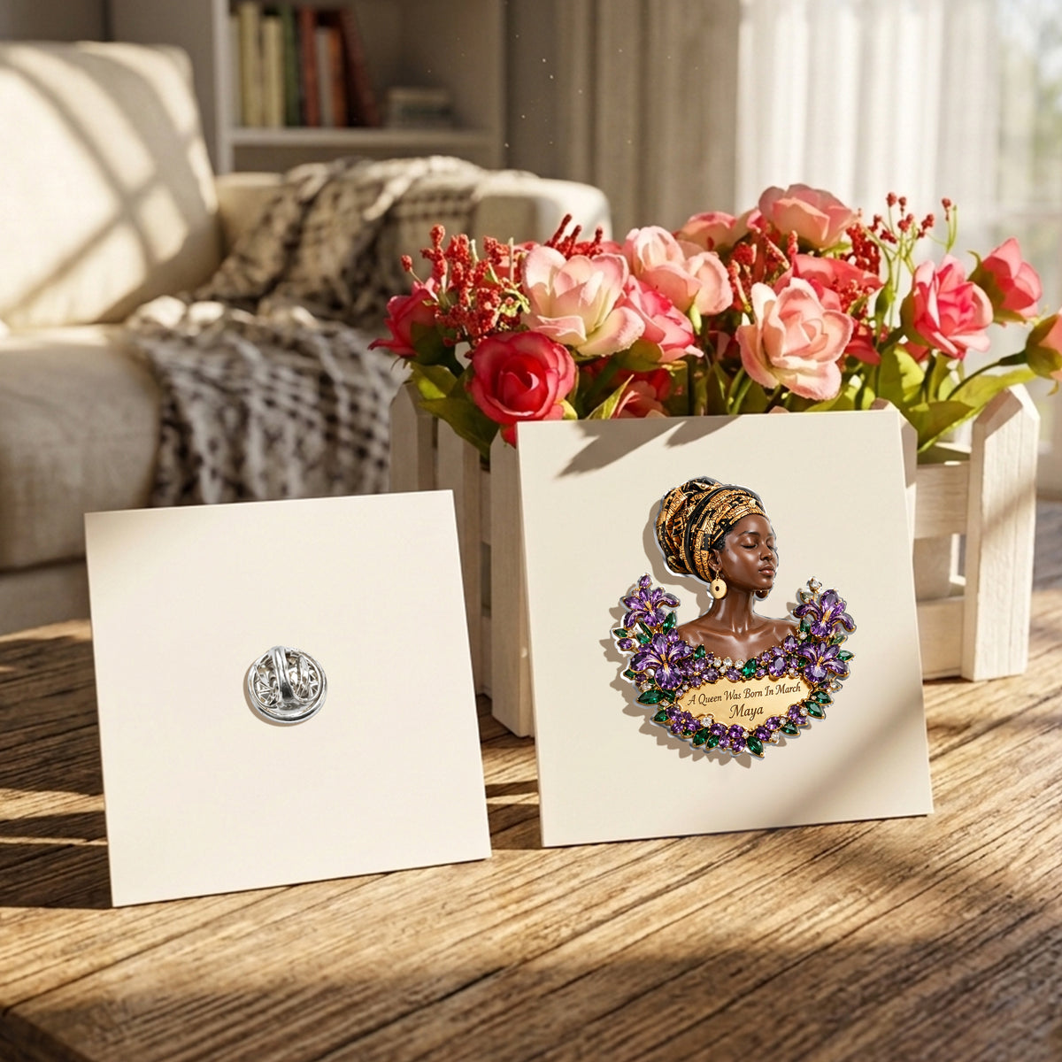 A Queen Was Born In This Month - Personalized Birthday 3D Embossed Enamel Pin