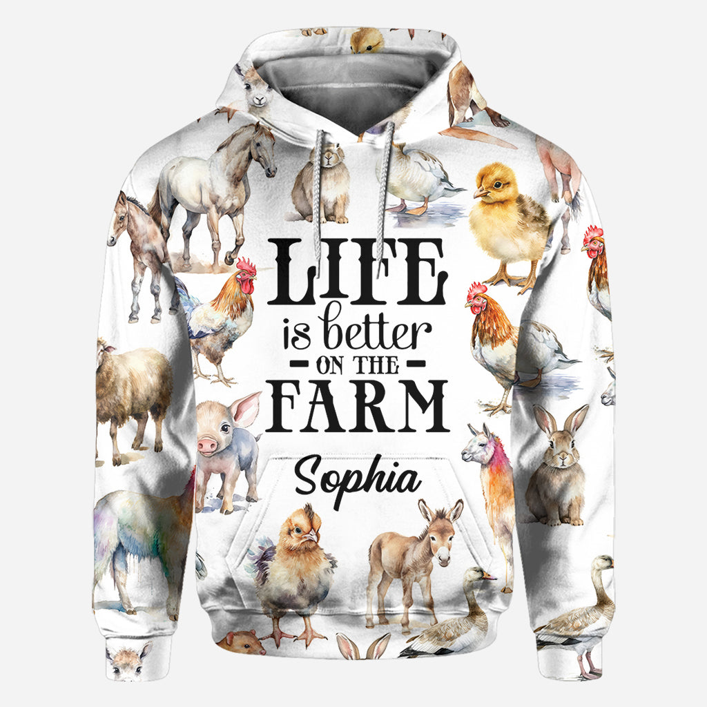 Das Leben auf dem Bauernhof ist besser – personalisiertes T-Shirt mit Bauernmotiv