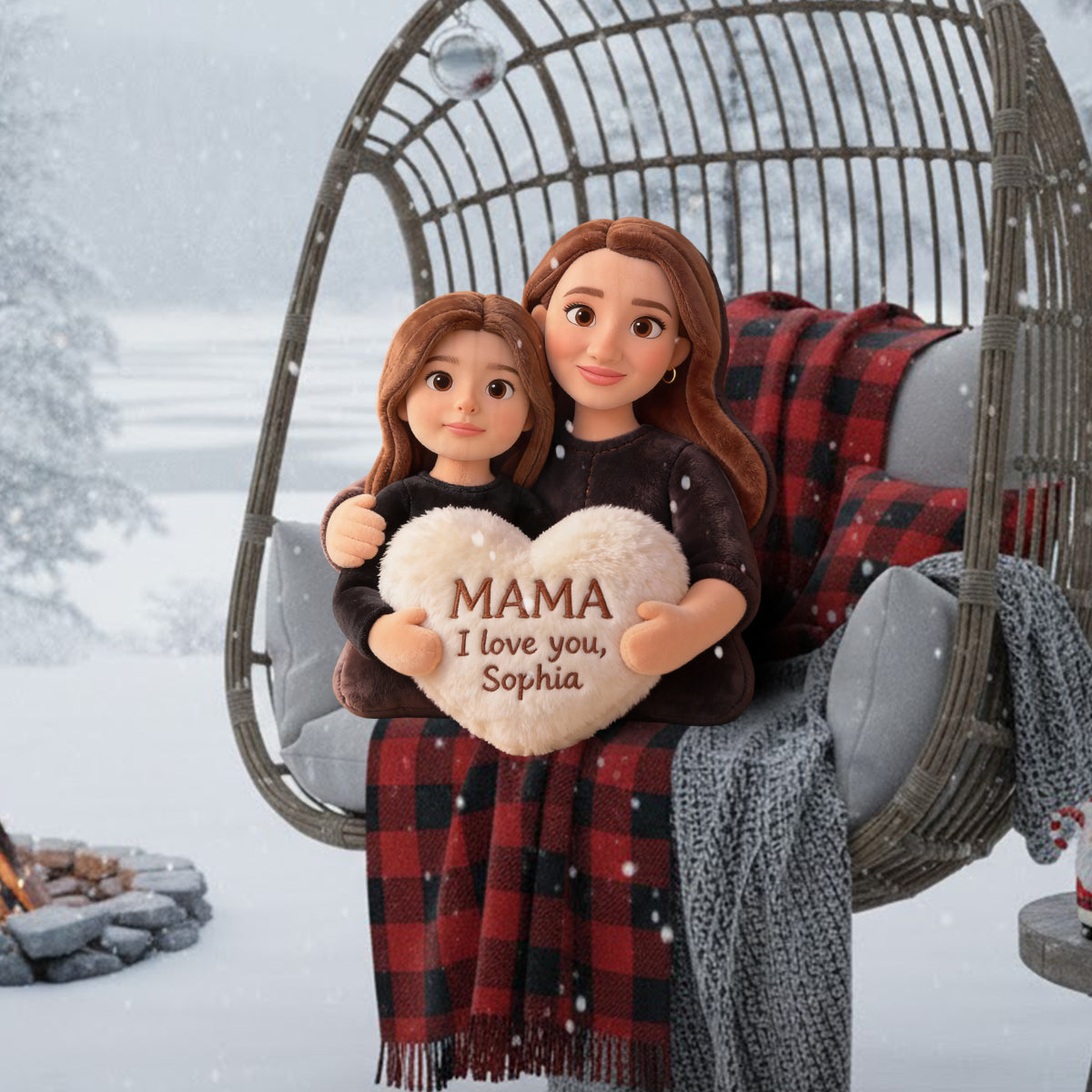 Ich liebe dich – Personalisiertes Mutterkissen aus Kunstfell