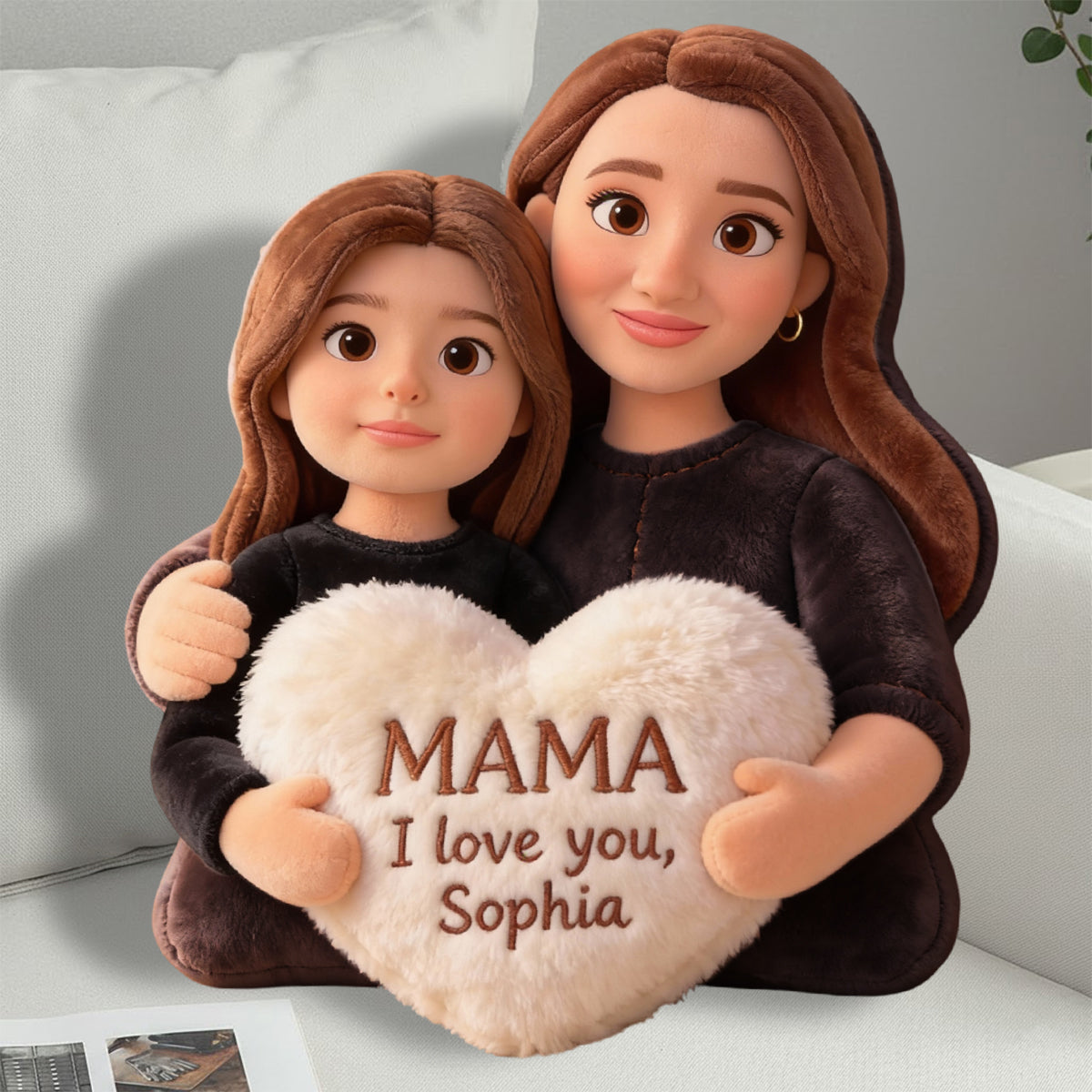 Ich liebe dich – Personalisiertes Mutterkissen aus Kunstfell